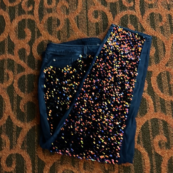 Ashley Stewart Plus Size Sequin Velour Front Skinny Jeans - Picture 4 of 4